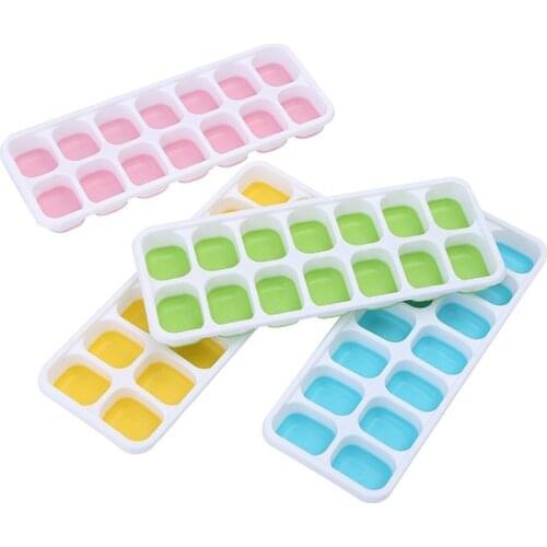14 Cavity Silicone Ice Cube Maker Soft Bottom Ice Molds Easy-Release Square Shape Ice Cube Trays Molds