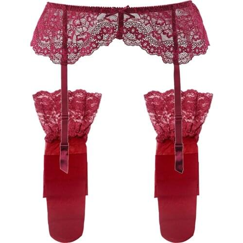 Varsmiss sexy 2 PCS garters+stockings fashion suspender belt underwear lace garter belt black/cream white/red color