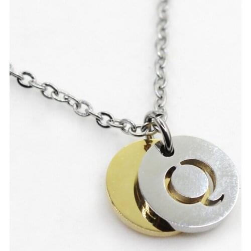 Stainless Steel Alphabet Q 1pcs Initial Necklace Pendant Women Men Jewelry Stainless Steel Round Coin Letter Necklace Jewelry