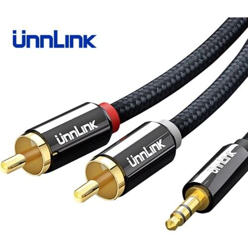 Unnlink HIFI 3.5mm Jack Aux to 2 RCA Cable Audio Cable 2m 3m 5m 8m 10m for TV mi Box Amplifier Speaker Wire Subwoofer Soundbar