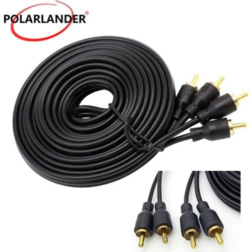 Car Audio Power Cable 5m Wire Amplifier Copper Line Cable Connector RCA Plug Phono Y Splitter Lead Adapter