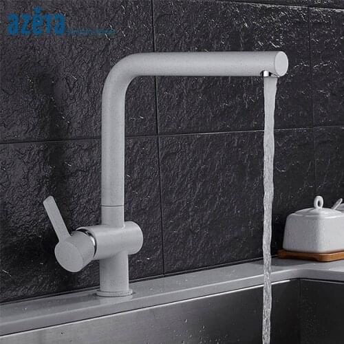 Azeta Paint Spraying White Kitchen Sink Tap Right Angle Design Single Handle Deck Mounted Kitchen Faucet AT7408W