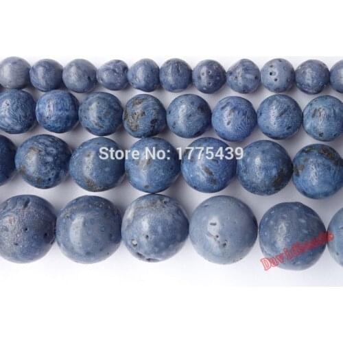 Free Shipping 6 8 10mm Natural stone blue Coral Bead Loose Strand Jewelry Beads Findings Accessories
