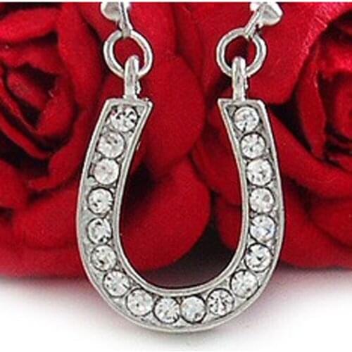 Fast selling fashion silver plated crystal horseshoe pendant Necklaces