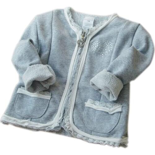 Winter Autumn Kids Girl Coat Hot Drilling Heart Baby Girl Clothes Jacket Lace Cotton Princess Girls Outerwear Coat New Style