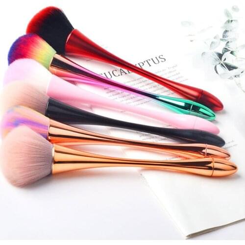 Nail Art Aluminum Handle Pedicure Dust Cleaner Cleaning Brush Soft Acrylic UV Gel Powder Beauty Manicure Tool