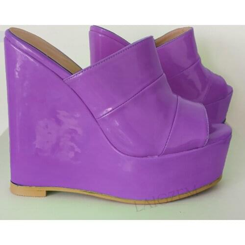 DOHBANER SUPER Women Pumps Peep Toe Platform Wedges Heels Slides Sandals Height Increase Handmade Shoes Woman Big Size 42 47 52