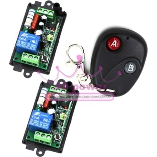 Home wireless remote switch 110V 220v,Power Switch System 2 Receiver& 1 Transmitter 2CH 10A Light Lamp LED SMD ON OFF