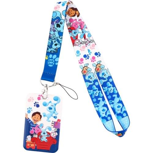 Flyingbee X2156 Cartoon Blue Dog Personality ID Card Holder Bus Card Holder Staff Card Lanyard For Keys Phone DIY Hang Rope