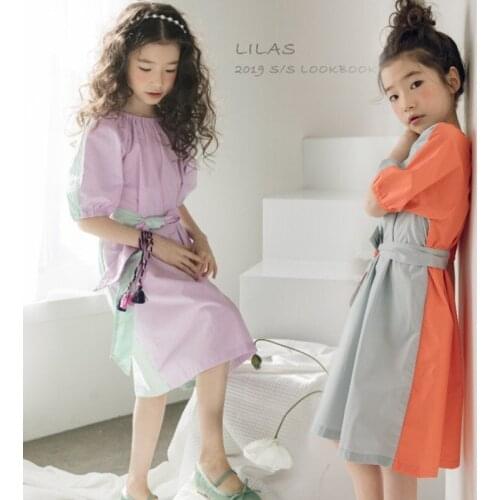 4 to 16 years kids & teenager girls half-sleeve cotton casual flare tee dress child spring summer midi dresses