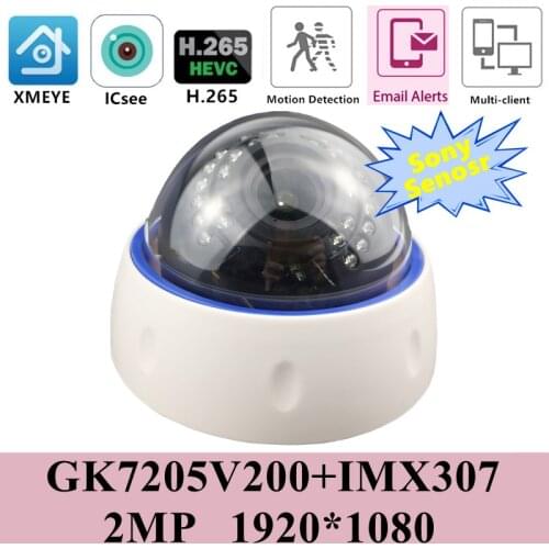 2MP 2.8-12mm Manual Zoom Sony IMX307+3516EV200 IP Dome Camera 3MP H.265 Onvif IRC Audio PoE CMS XMEYE Motion Detection RTSP
