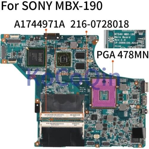 KoCoQin Laptop motherboard For SONY MBX-190 A1744971A M754H MBX-190 216-0728018 512M DDR2Mainboard tested