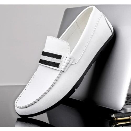 Man Shoes Leather White Shoes Men Summer Mens Loafers Moccasin Fashion Loafer Flats Luxury Big size 37-46 Male Casual Footwear