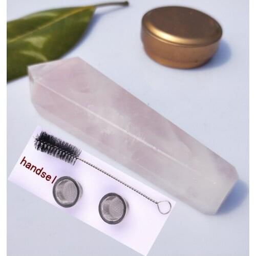 10cm Natural Pink rose crystal Quartz Crystal Smoking Pipe Rock Cigarette Holder Health Smoking tobacco Pipe+2+1pc free shipping