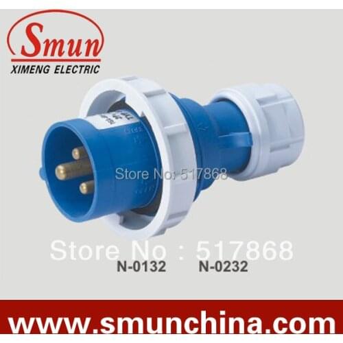 N-0132 16A 220-250V 2P+E 3pin Industrial Plug with CE ROHS 1 Year Warranty IP67 degree PA66