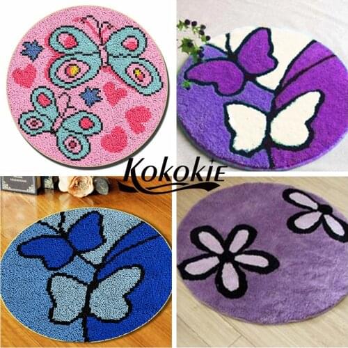 Latch hook kits rug tapestry kits diy tapijt printed flower butterfly crochet tapis needle for carpet handwerken knooppakket kit