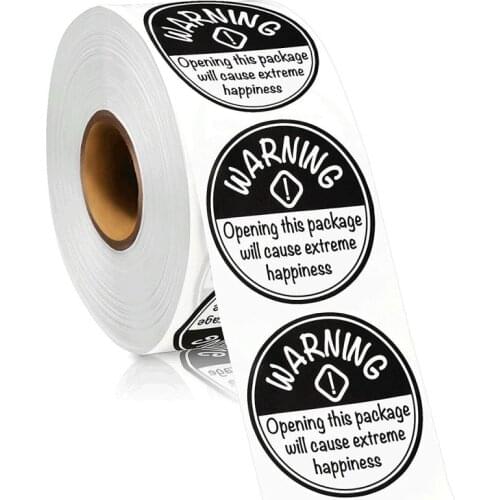 500PCS/roll Round Happiness Black And White Warning Labels Stickers For DIY Gift Packaging Cards Decoration Material