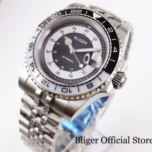 BLIGER New 40mm Mechanical Men Wristwatch Jubilee Band MIYOTA Movement Date Window Rotating Bezel