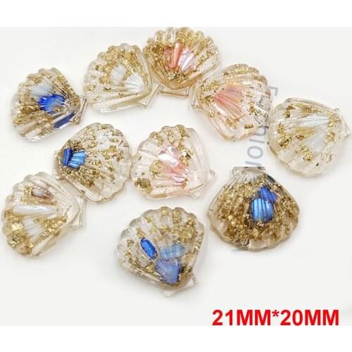 50pcs 3 Colors Mix 21*20MM Cartoon Sea Shell Flatback Planar Resin Cabochon DIY Craft Embellishments Home Decoration Accessories