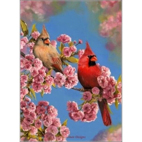 Full Embroidery Counted Cross Stitch Kits Needlework - Crafts 14 ct Aida DIY Arts Handmade Decor Oil painting - Cardinal Quartet