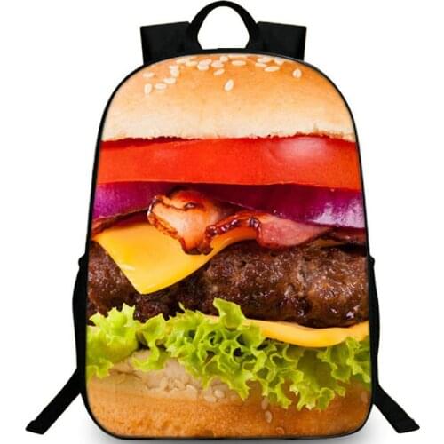 Hamburger backpack Hamburg daypack Popular food schoolbag Good rucksack Casual school bag Photo day pack