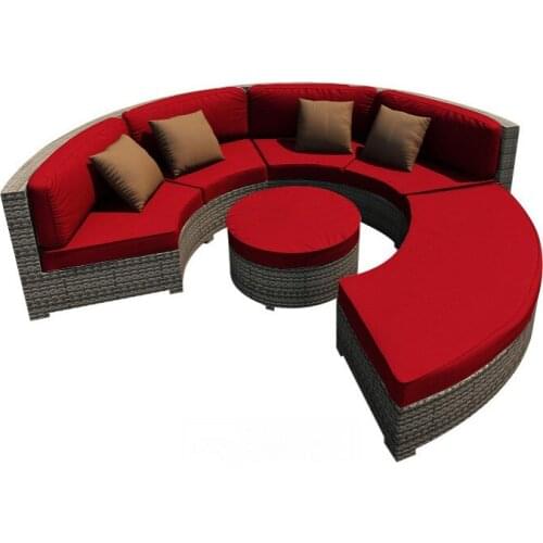 All Weather 4 Piece Modern Patio Sectional Round Rattan Sofa Set