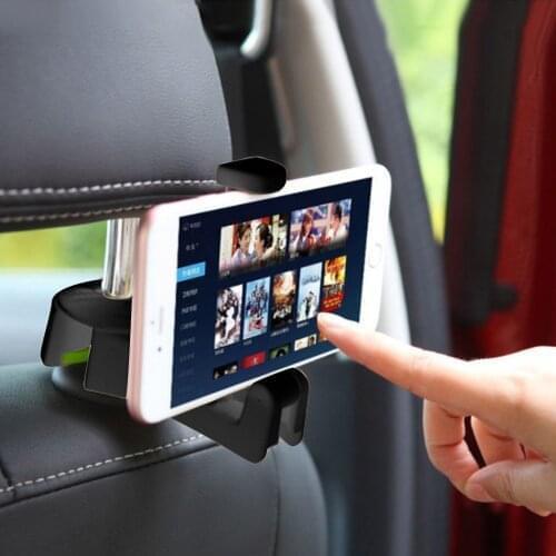 2 in 1 Car Headrest Hook with Phone Holder Seat Back Hanger for Bag Handbag Purse Grocery Cloth Foldble Clips Organizer