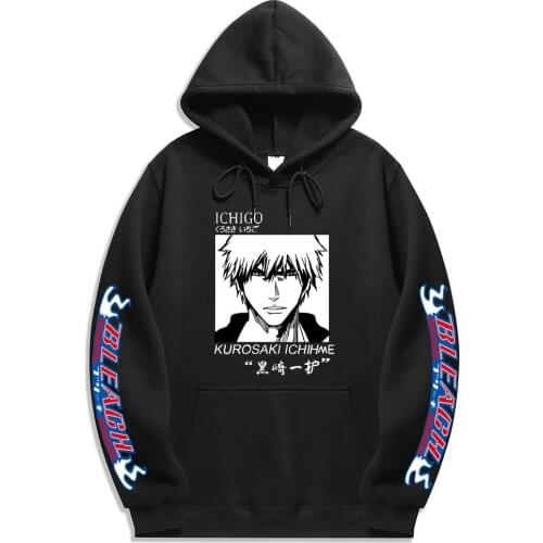 Japan Anime BLEACH Kurosaki ichigo Print Men Hoodie Autumn Winter Harajuku Sweatshirt Casual Simplicity Pullovers Hoodies Tops