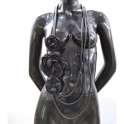 YD&YDBZ Gothic Fabric Red Flower Shape Long Necklace For Women Fashion Harajuku Jewelry Decoration Necklaces Party Festival Gift