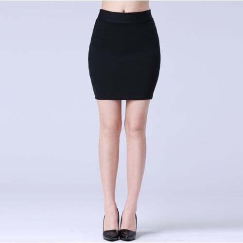 Women Black White Red Work Mini Skirt Stretch Slim Elastic High Waist Pencil Skirt Sexy Office Work Skirts Plus Size 4XL