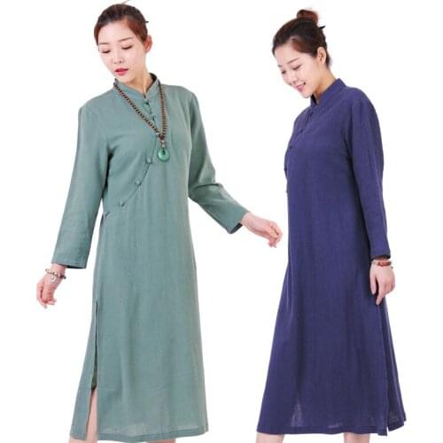 Buddhist monk robes clothing costume clothes for female women shaolin monk robes zen meditation clothing Zestawy sztuk walki