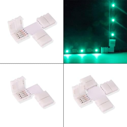 10Pcs 4pin 8mm 10mm LED Strip Light Connector 10mm PCB Board Strip to Strip No Soldering Easy Connector Buckle SMD 2835 5050 RGB