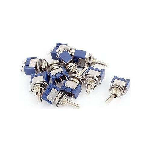 10pcs AC 125V 6A SPDT 2 Positions ON/ON 6mm Dia Thread 3 Terminals Toggle Switch Latching