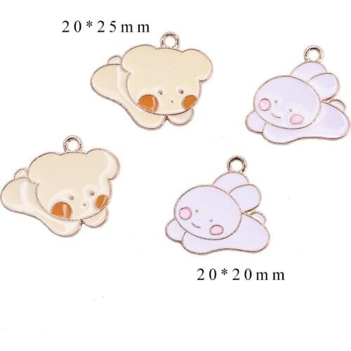 10pcs/Lot Dog Rabbit 20*25mm Diy Handmade Oil Enamel Charms Design for Jewelry Making Earring Bracelet or Necklace