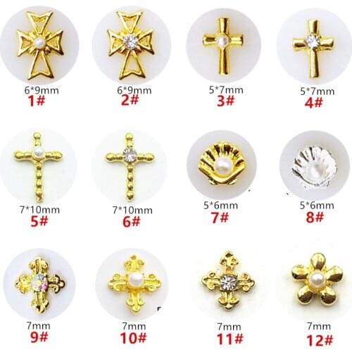 10pcs/lot Japan Korea 3D Alloy Nail Decorations Metal Cross Shell Nail Art Accessories Charm Nail Deco Parts