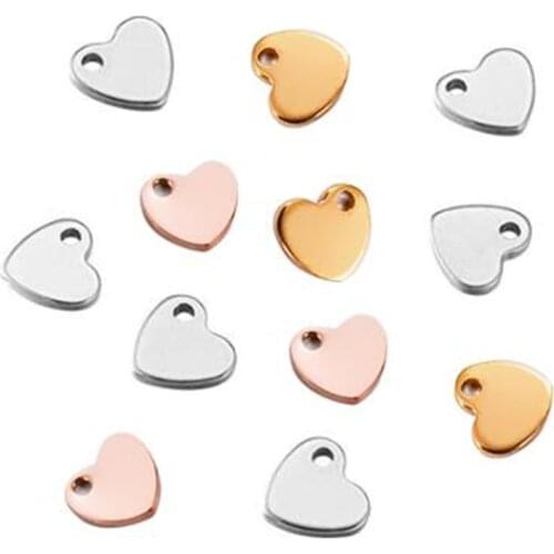100PCs Stainless Steel Logo Small Heart Charm Jewelry DIY Findings For Pendant Necklace 6x7mmTag for Logos Making Wholesale