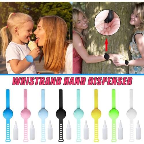 15ML Wearable Wristband Hand Sanitizer Dispenser Adjustable Portable Bracelet Handwash Gel Dispenser Squeeze Bottle FN50