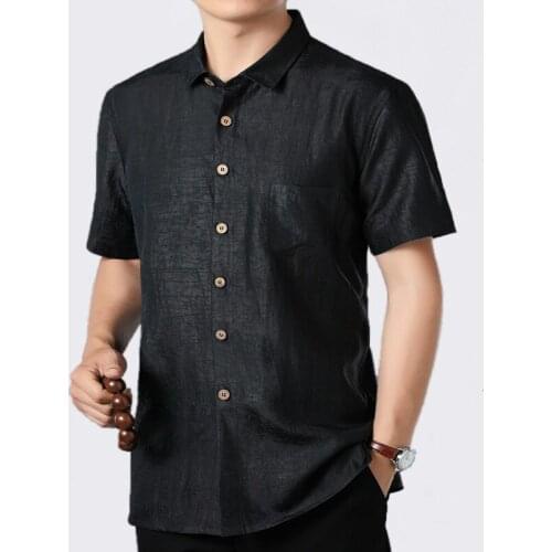 2020 Summer 100%Silk Men Shirt Short Sleeve Casual Shirt Male Social Loose Man Shirts High Quality Camisas Hombre 8026 KJ1949