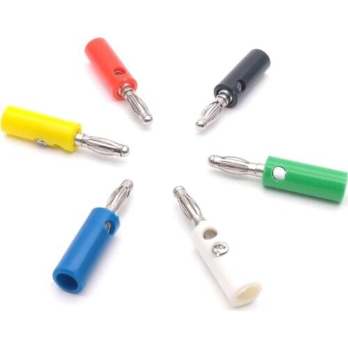 30pcs New 4mm Banana Plug Connector Jack Screw-type Banana Head Black/Red/Yellow/Green/Blue / white Color