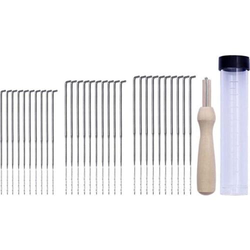 30pcs 3 Sizes Felting Needles Felt Tools with Clear Bottle 1 Wooden Handle Felting Needles Kit DIY Pin Felt Tool Set