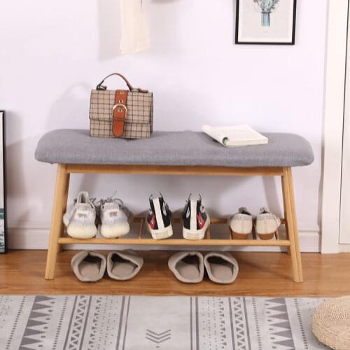 90*45*34cm Solid Wood Round Foot Shoe Changing Bench With Soft Pad Foyer Shoe Changer Bedroom Bed End Bench Rest HWC