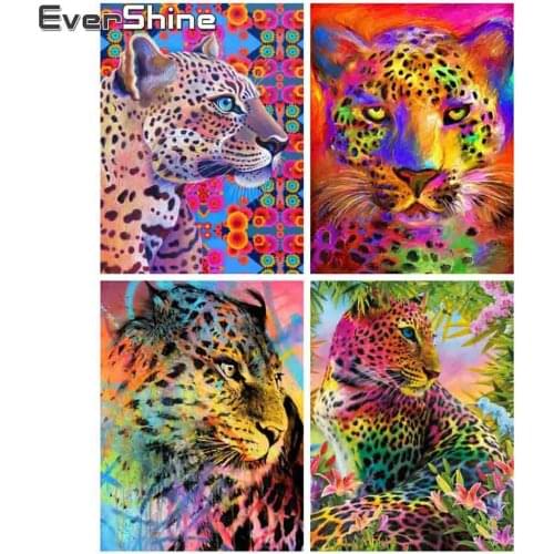 EverShine 5D DIY Diamond Painting Full Square Drill Leopard Diamond Embroidery Cross Stitch Kit Animal Mosaic Wall Decor