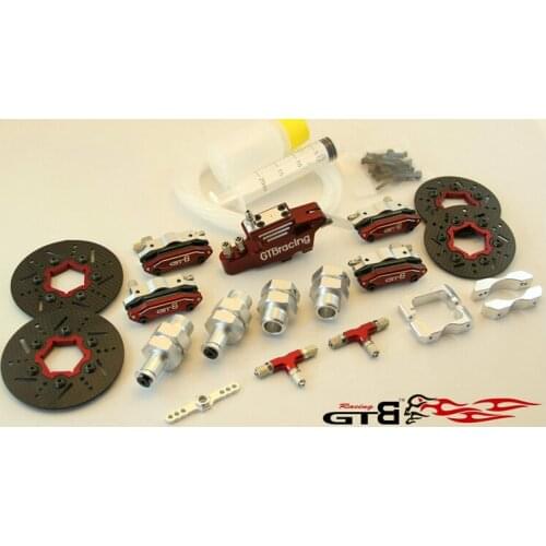 Free shipping R/C racing car GTB 4 wheel hydraulic brake system set for Baja 5B SS 5T red
