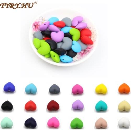 TYRY.HU 10pc Silicone Beads Baby Pacifier Heart Beads Teething Chewable Accessories Newborn Nursing Teether Beads Necklace Toys