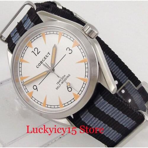 CORGEUT Brand 41mm Automatic Mens Watch Auto Movement Nylon Strap Sapphire Crystal