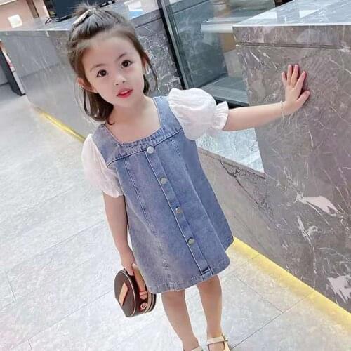 Childrens Wear Girls Denim Dress Summer Wear 2021 New Childrens Dress 2-9 Yrs Baby Girls' Clothes Princess Cute Kids Dress