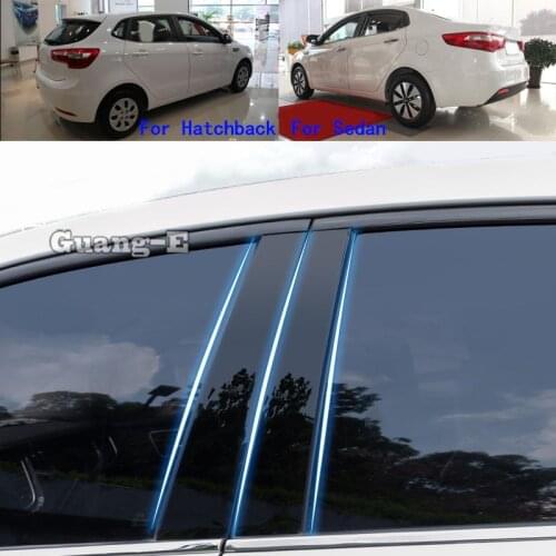 For Kia K2 Hatchback Sedan 2011-2016 Car PC Material Pillar Post Cover Door Trim Window Piano Black Molding Sticker Plate 6pcs