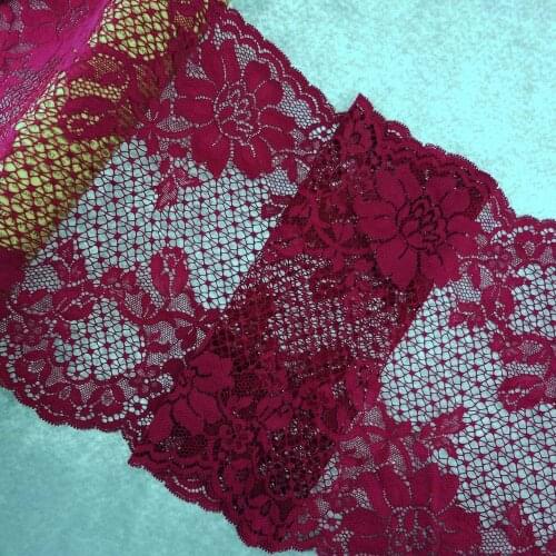 #17 Elastic Lace 23.5CM Wide 2 yards/lot claret-colored Wide Lace Trim Wedding Dress Skirt Lace Sewing Fabric Clothing Material