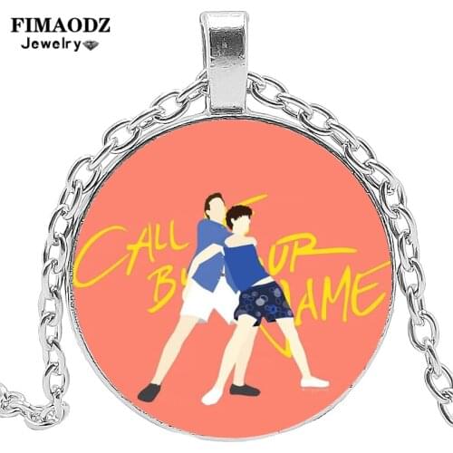 FIMAODZ Call Me By Your Name Necklace Classic Movie Theme Glass Cabochon Pendant Statement Necklaces Jewelry