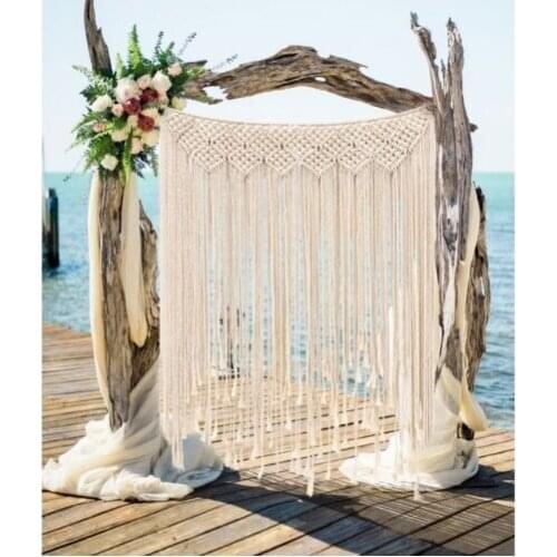 Boho Wedding Decoration Macrame Wedding Backdrop 100x115cm Cotton Rope Photo Booth Backdrop Macrame Wall Hanging